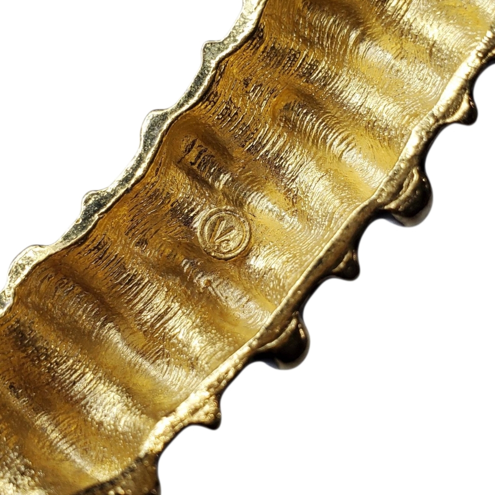 Chunky LES BERNARD VO Gold Enamel Clamper Bracelet - Picture 4 of 5